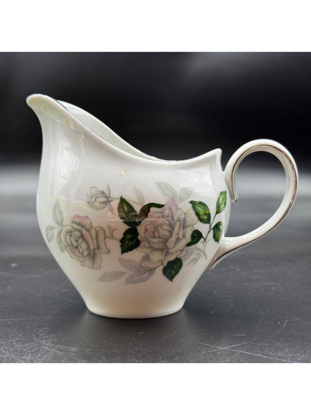 Vintage Sone China Japan #1873 Floral Creamer Platinum Trim Collectible